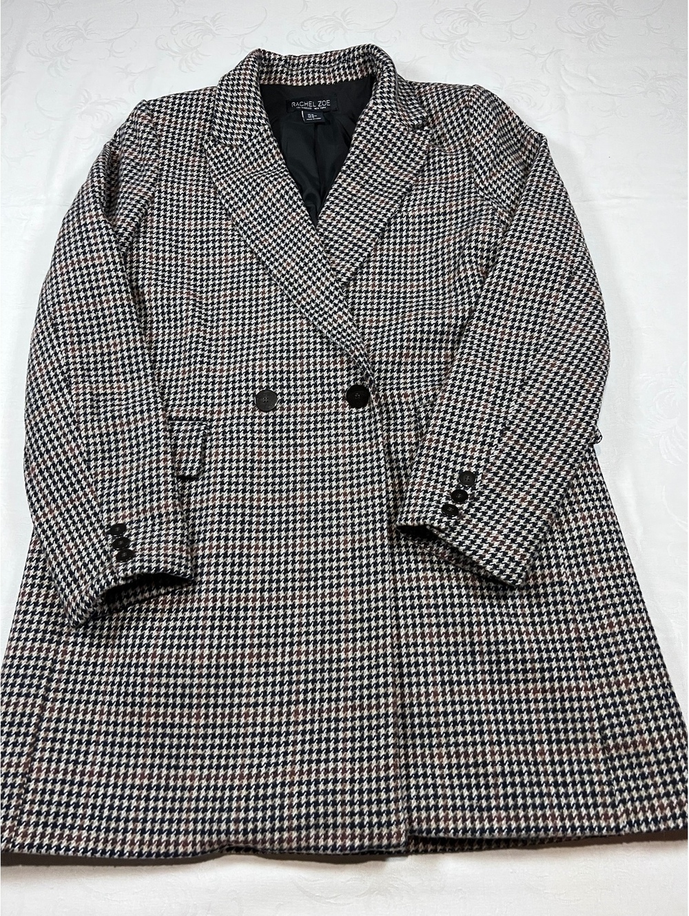 Rachel Zoe Houndstooth Long Blazer Jacket Size Medium